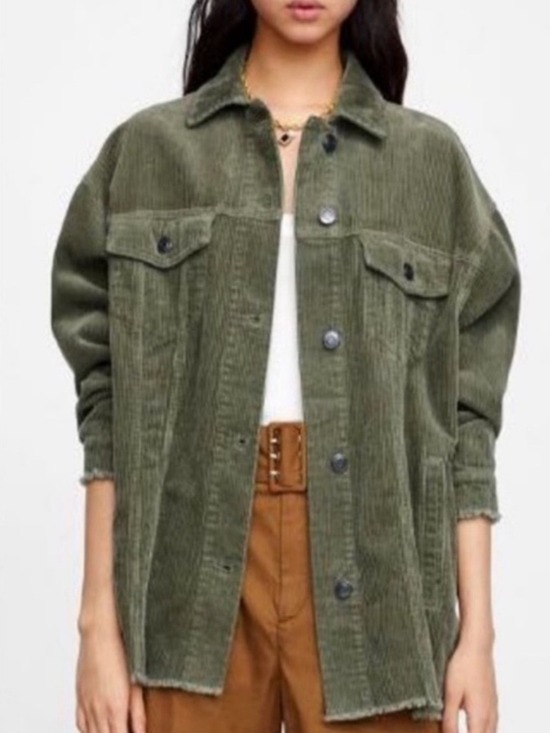 Zara Jackets & Blazers - Zara Olive Corduroy Jacket XS Oversized